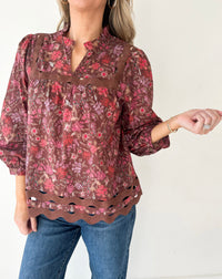 Karina Floral Scallop Top