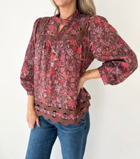 Karina Floral Scallop Top