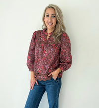 Karina Floral Scallop Top