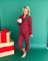 Deck The Halls Plaid Pajama Top/Pants Set