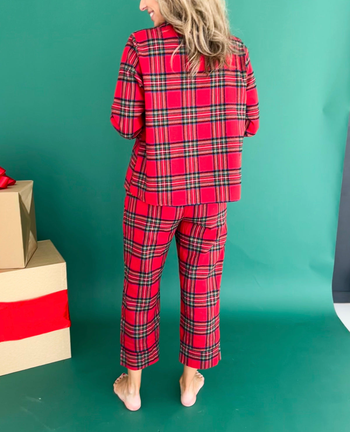 Deck The Halls Plaid Pajama Top/Pants Set