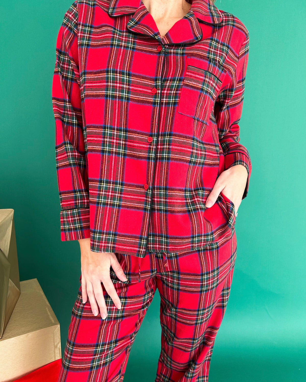 Deck The Halls Plaid Pajama Top/Pants Set