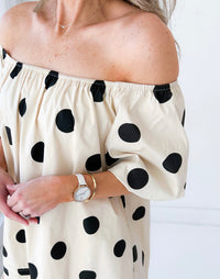 Told You So Off The Shoulder Polka Dot Mini Dress