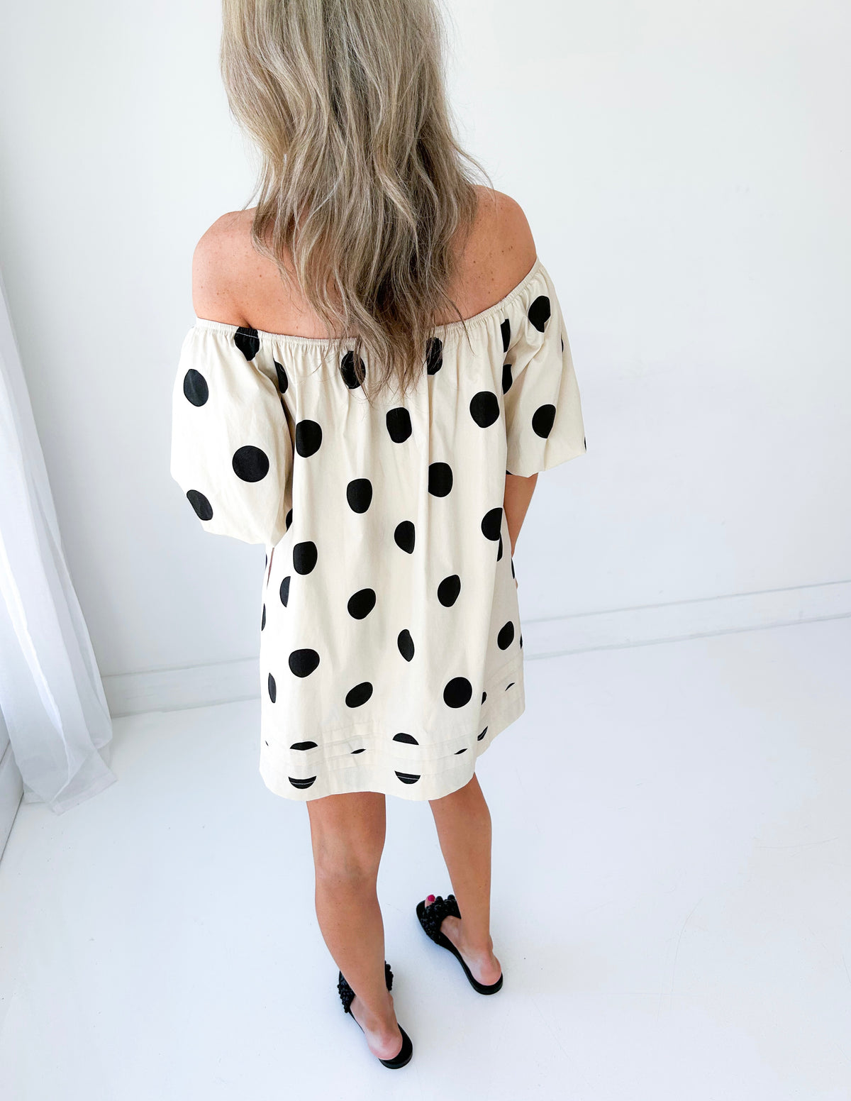 Told You So Off The Shoulder Polka Dot Mini Dress