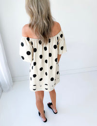 Told You So Off The Shoulder Polka Dot Mini Dress