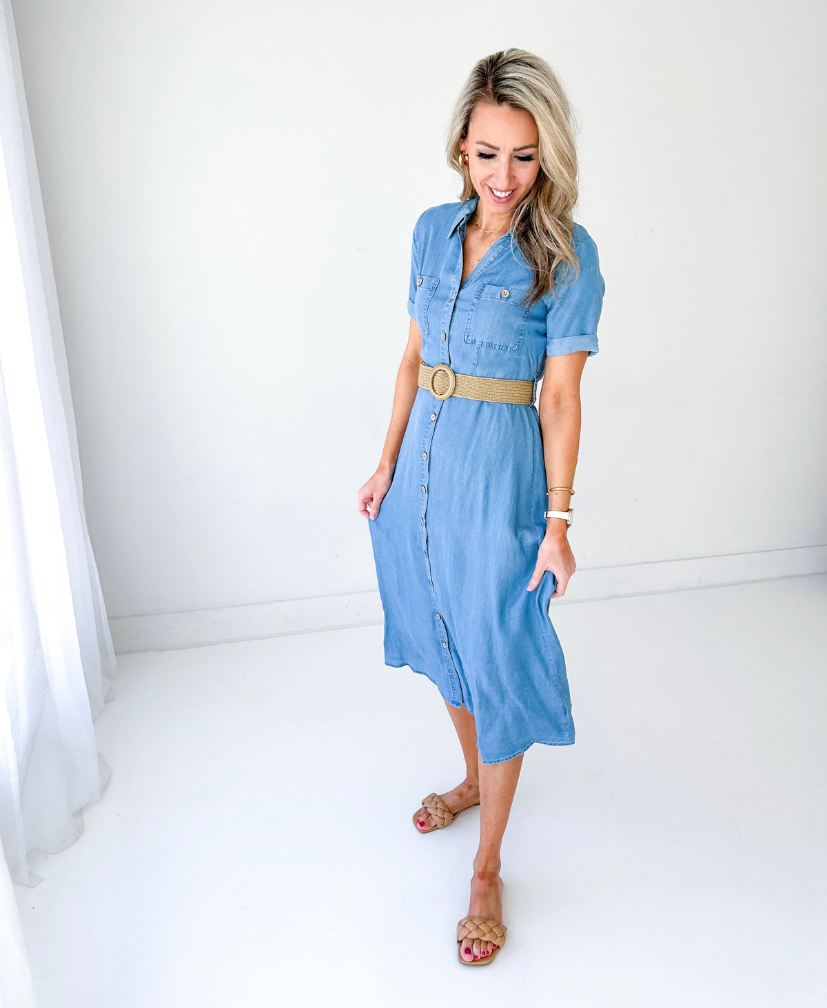 Bonnie Belted Tencel Midi Dress