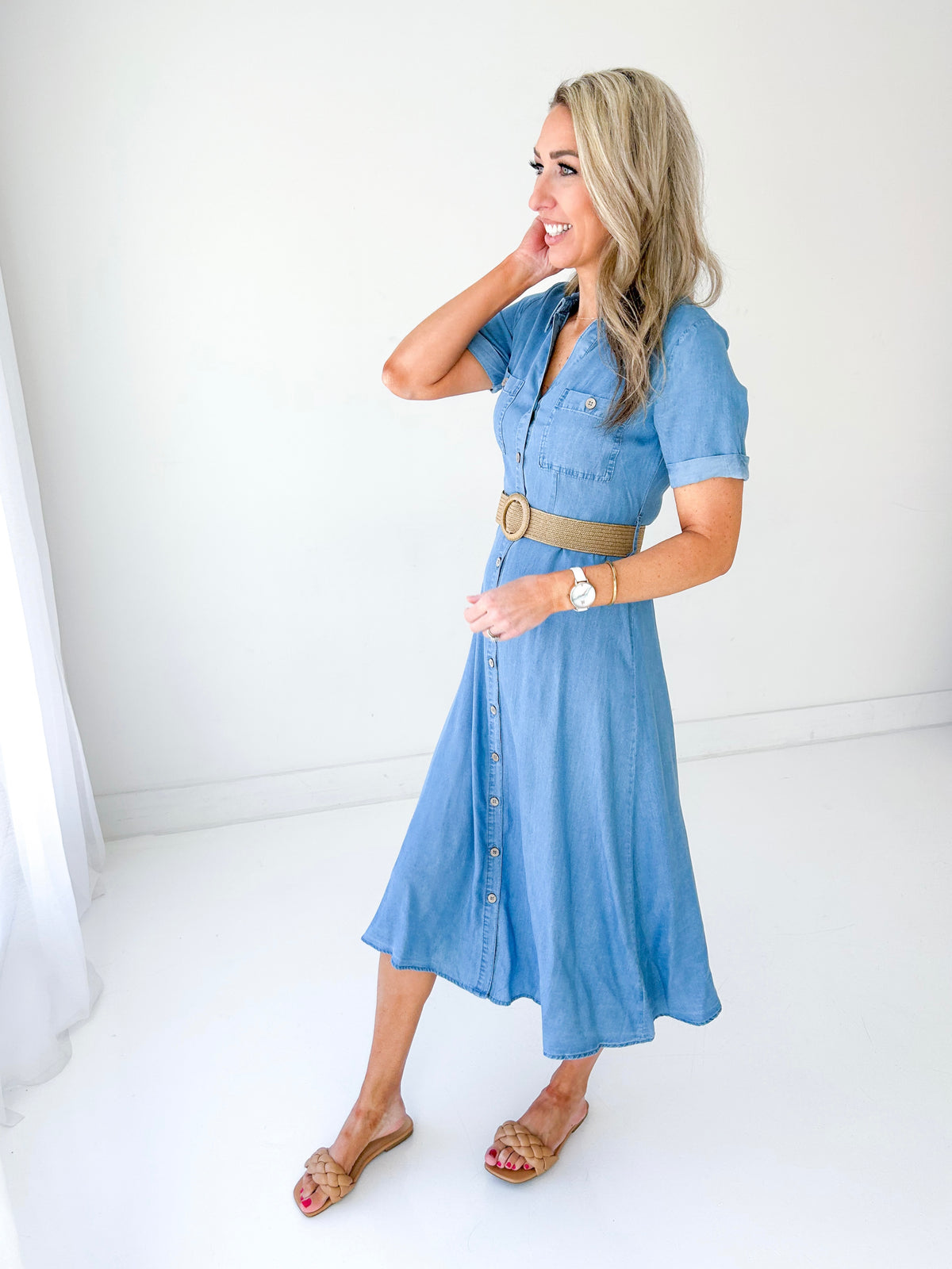 Bonnie Belted Tencel Midi Dress