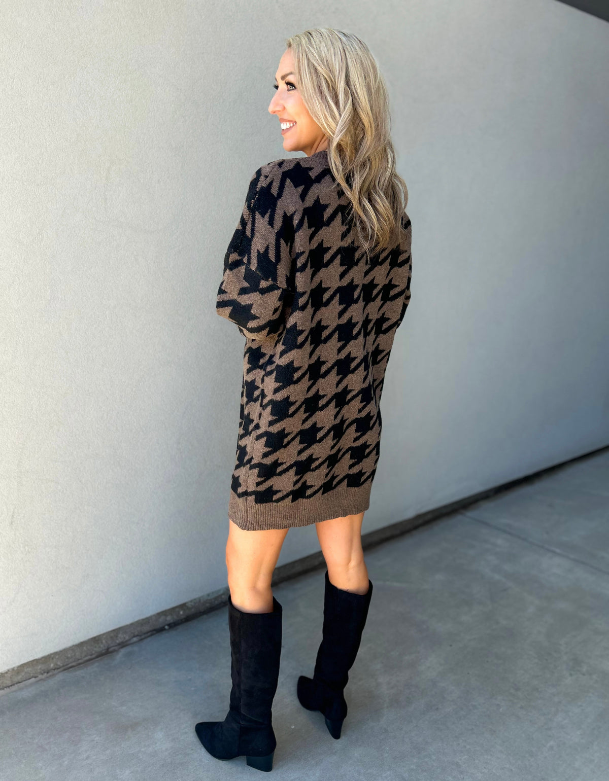 Rachelle Very Oversized Houndstooth Sweater Dress