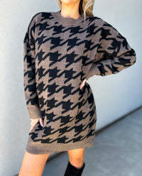 Rachelle Very Oversized Houndstooth Sweater Dress