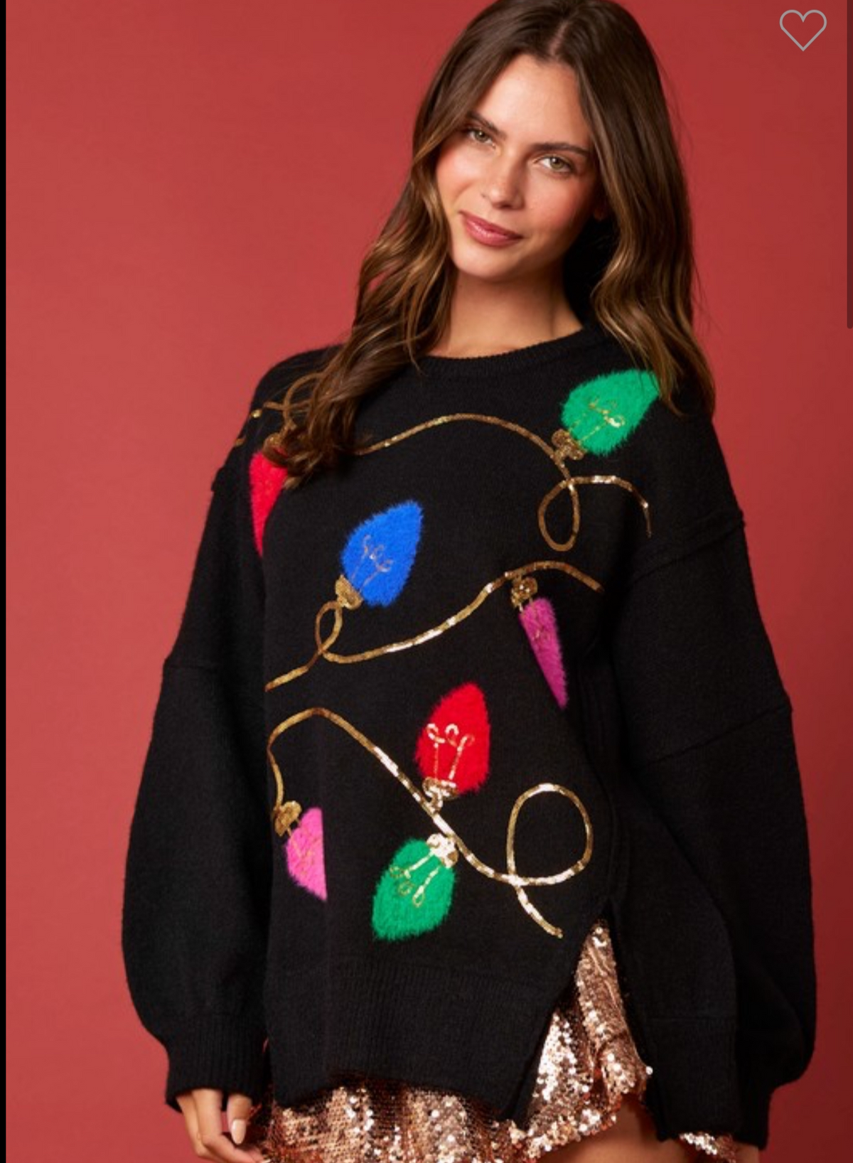 Furry Christmas Lights & Sequin Sweater