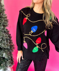 Furry Christmas Lights & Sequin Sweater