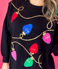 Furry Christmas Lights & Sequin Sweater