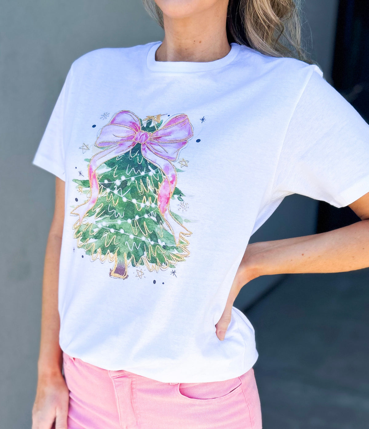 Faux Glitter Christmas Tree Tee