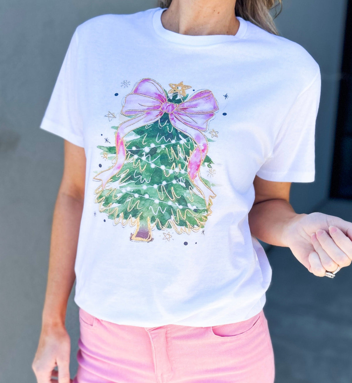 Faux Glitter Christmas Tree Tee