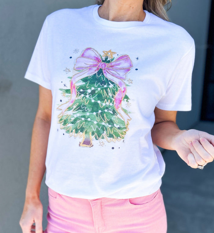 Faux Glitter Christmas Tree Tee