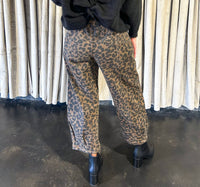 Kolbie Leopard Mid Rise Crop Barrel Denim Jean