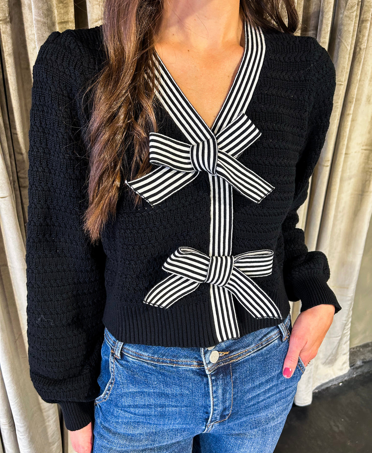 Harper Bow Sweater Cardigan