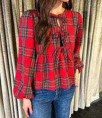 Blair Front Bow Plaid Top