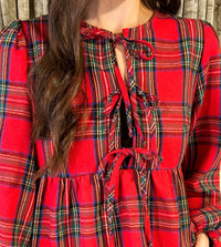 Blair Front Bow Plaid Top