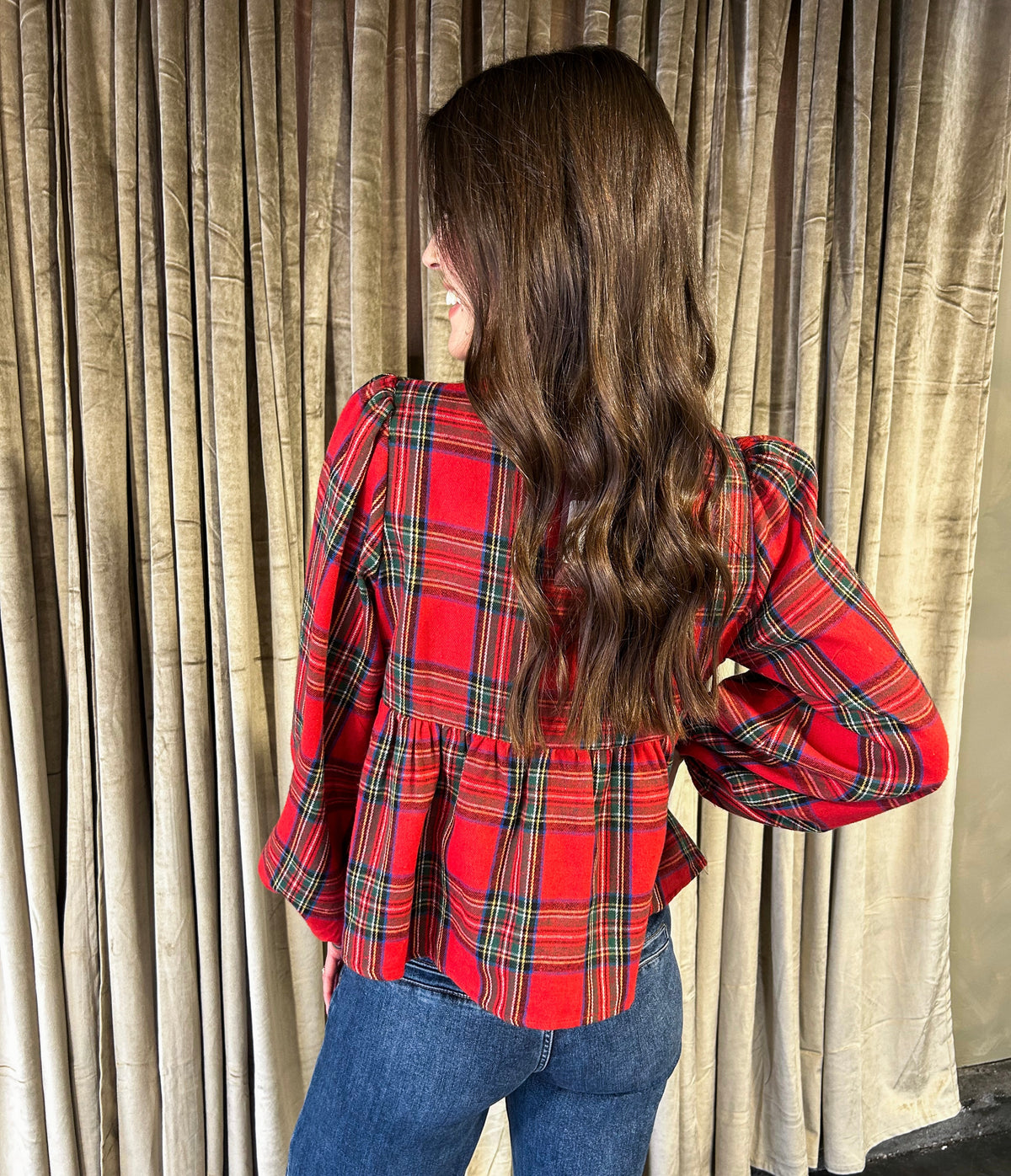 Blair Front Bow Plaid Top