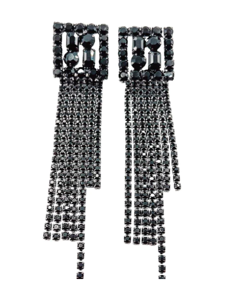 Black Square Crystal Dangle Earrings
