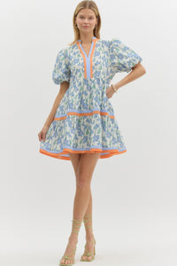 Joylen Orange Trim Floral Mini Dress