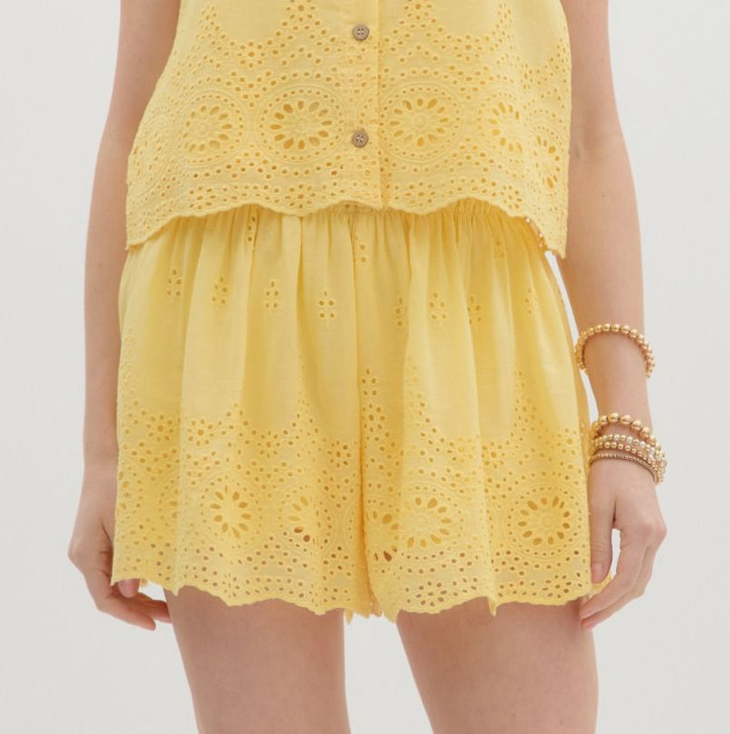 Lemon Eyelet Shorts
