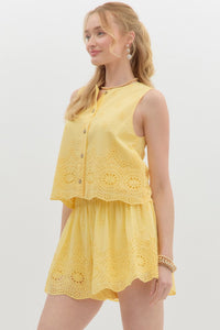 Lemon Eyelet Top