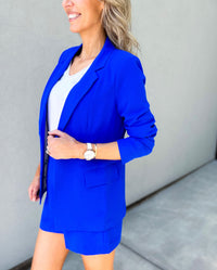 Ella Floral Lined Blazer (Neon Blue)