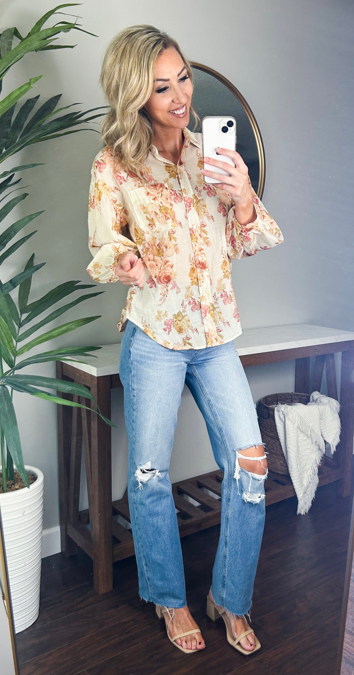 Tena Floral Button Up Top