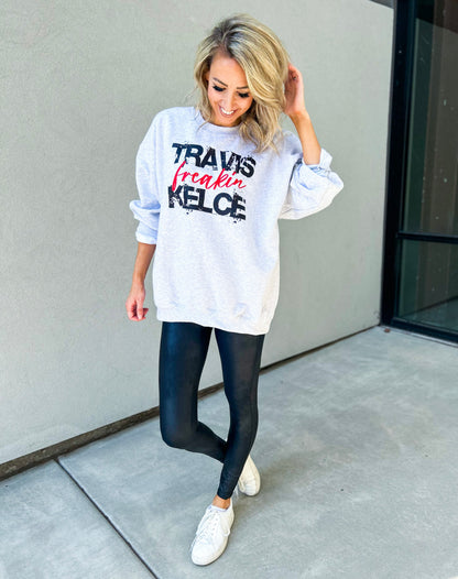 Travis Freakin Kelce Sweatshirt (Heather Grey)