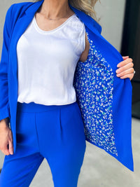 Scarlett Floral Lined Blazer (Electric Blue)