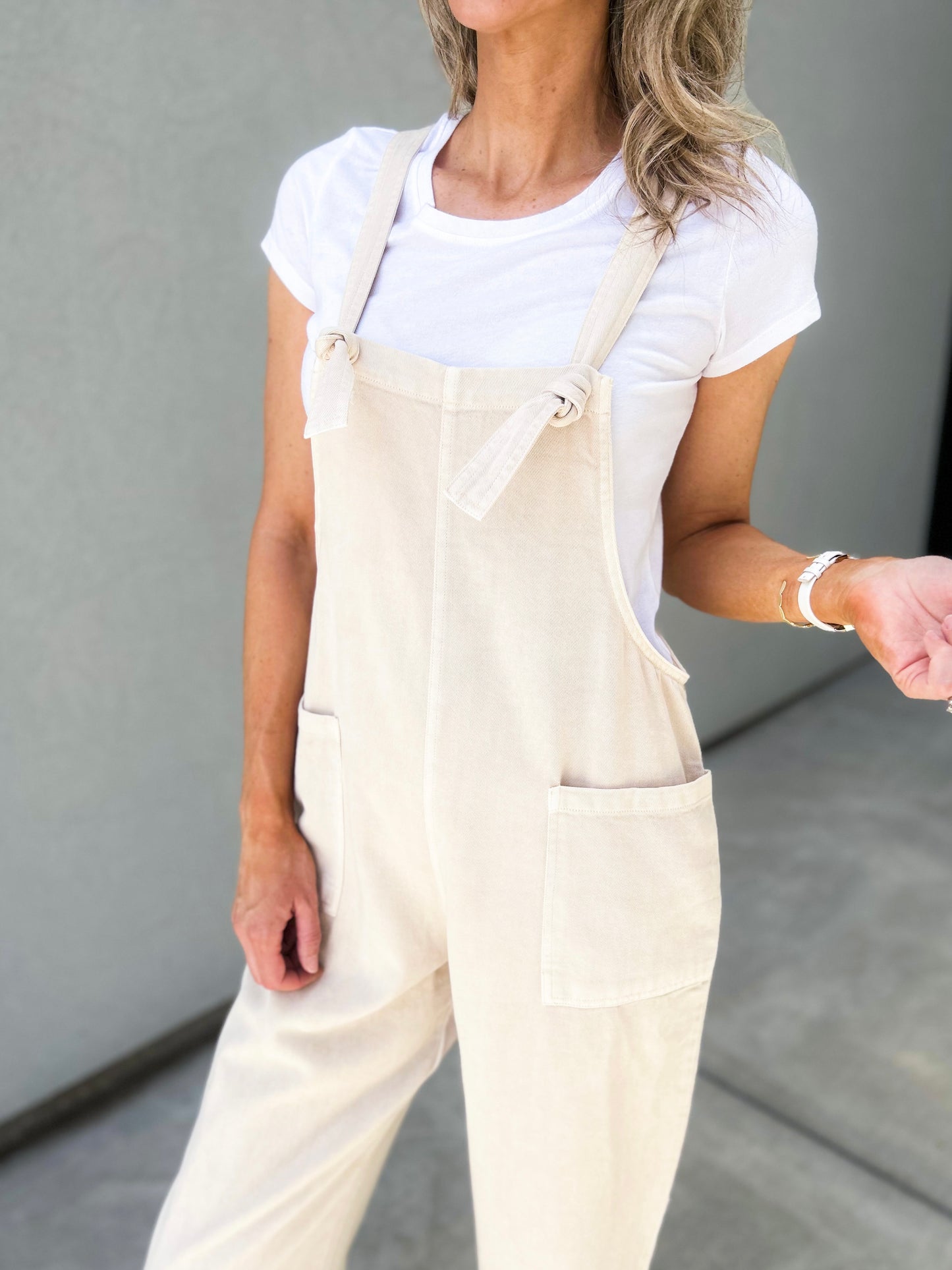 Evy Denim Overalls (Oatmeal)