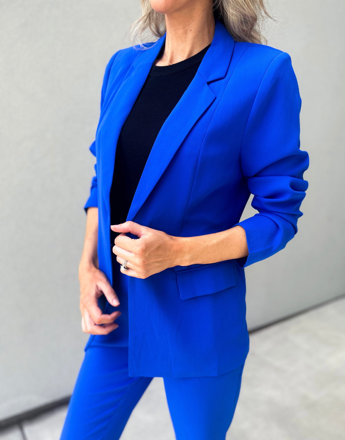 Scarlett Floral Lined Blazer (Electric Blue)