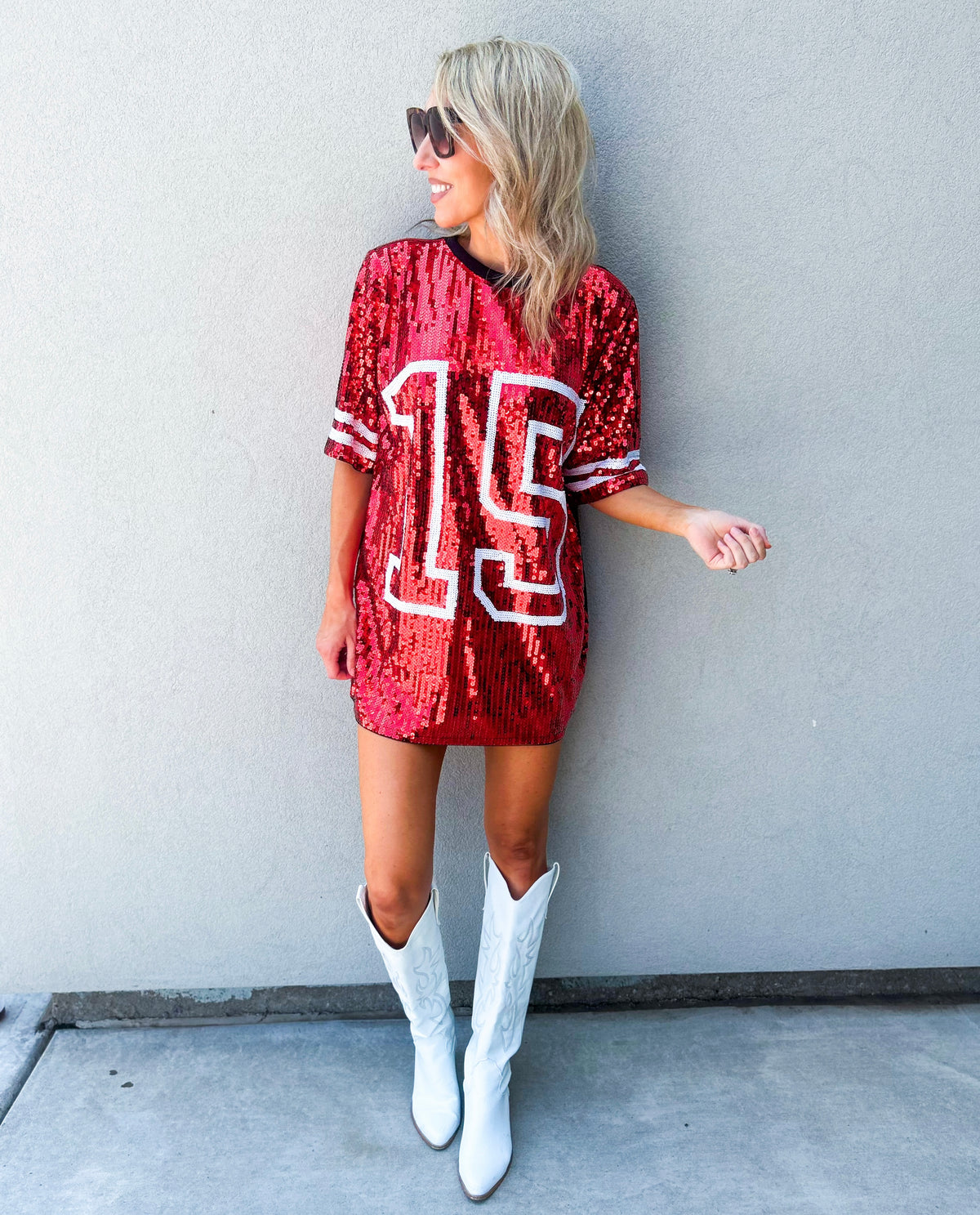 #15 Red Sequin Jersey Tshirt Dress #15 Red Sequin Jersey Tshirt Dress