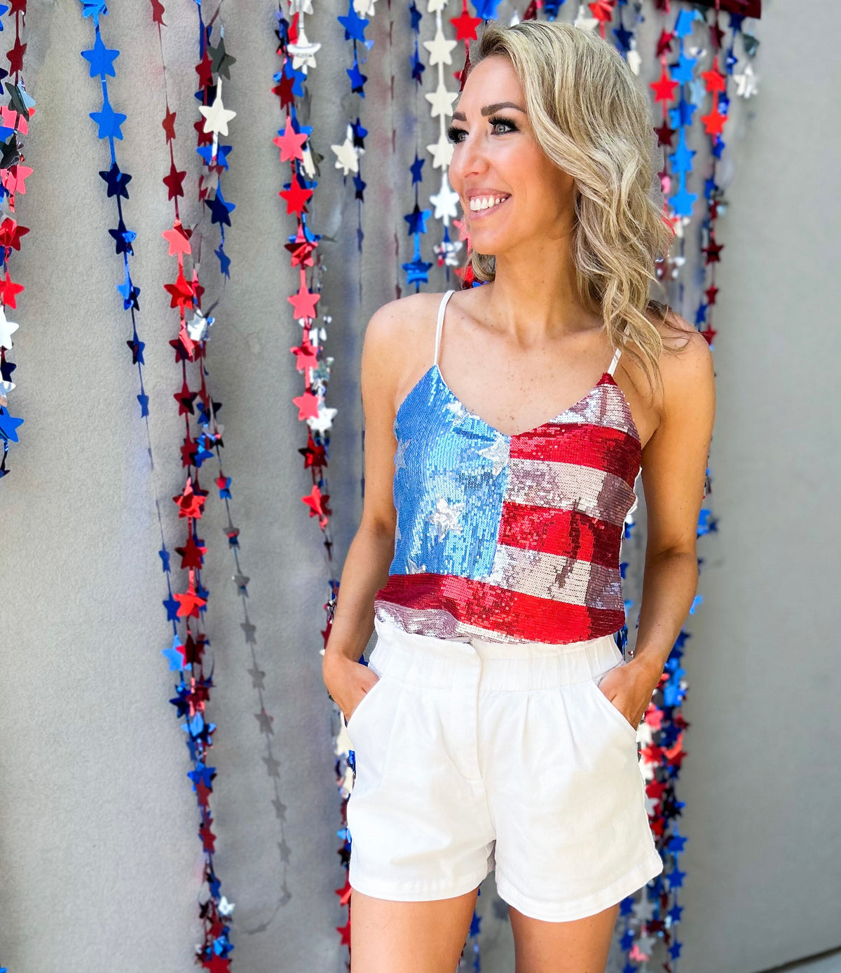 Red White and Boujee Sequin Tank