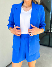 Demi Floral Lined Blazer (Electric Blue)