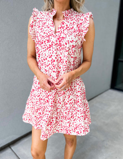 Fiona Red Floral Dress