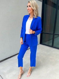 Scarlett Floral Lined Blazer (Electric Blue)