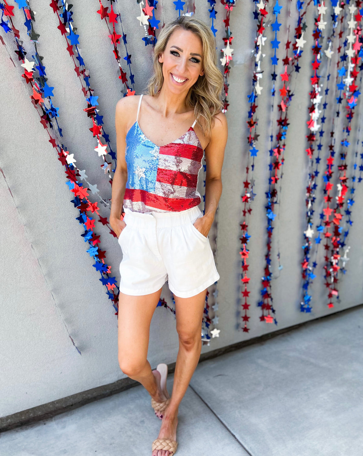 Red White and Boujee Sequin Tank