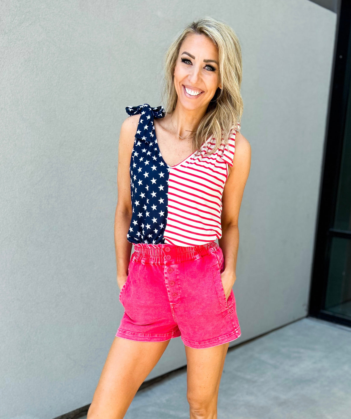 Stars and Stripes Shoulder Tie Top