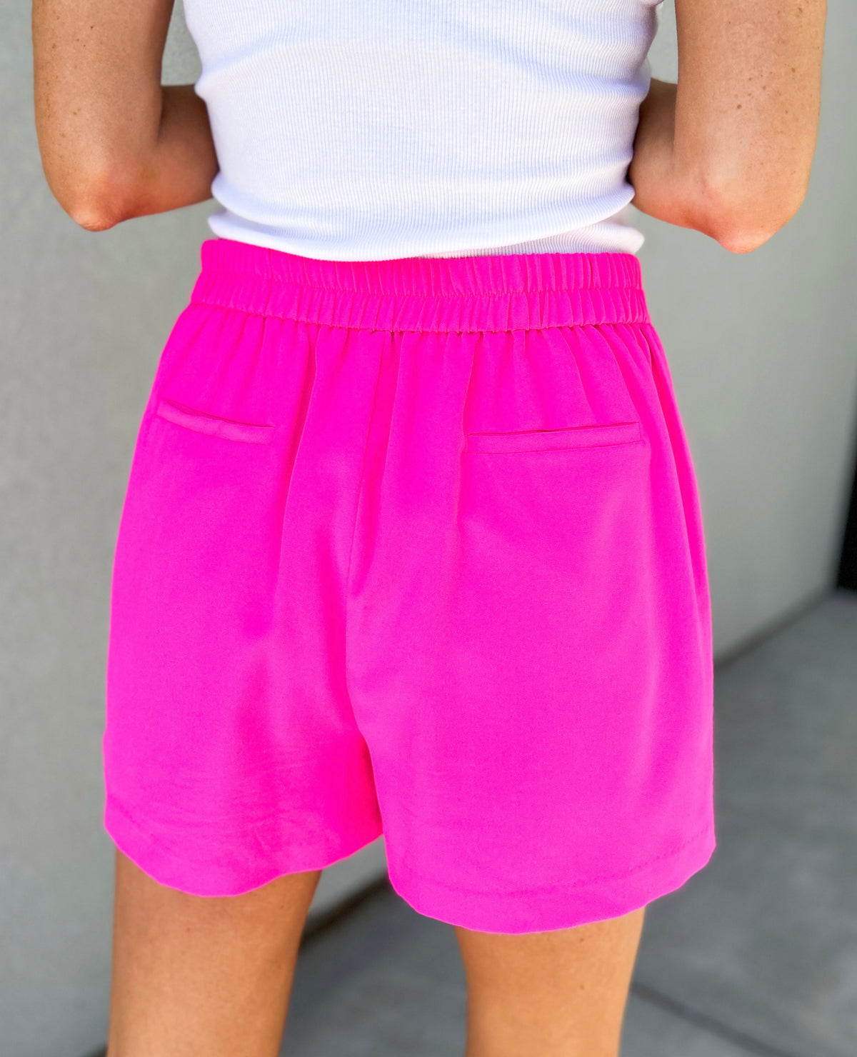 Ella High Waisted Elastic Shorts (Ultra Pink)