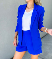 Ella Floral Lined Blazer (Neon Blue)