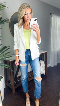 Demi Floral Lined Blazer (White)