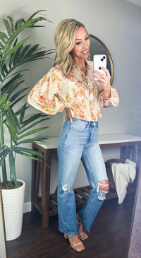 Tena Floral Button Up Top