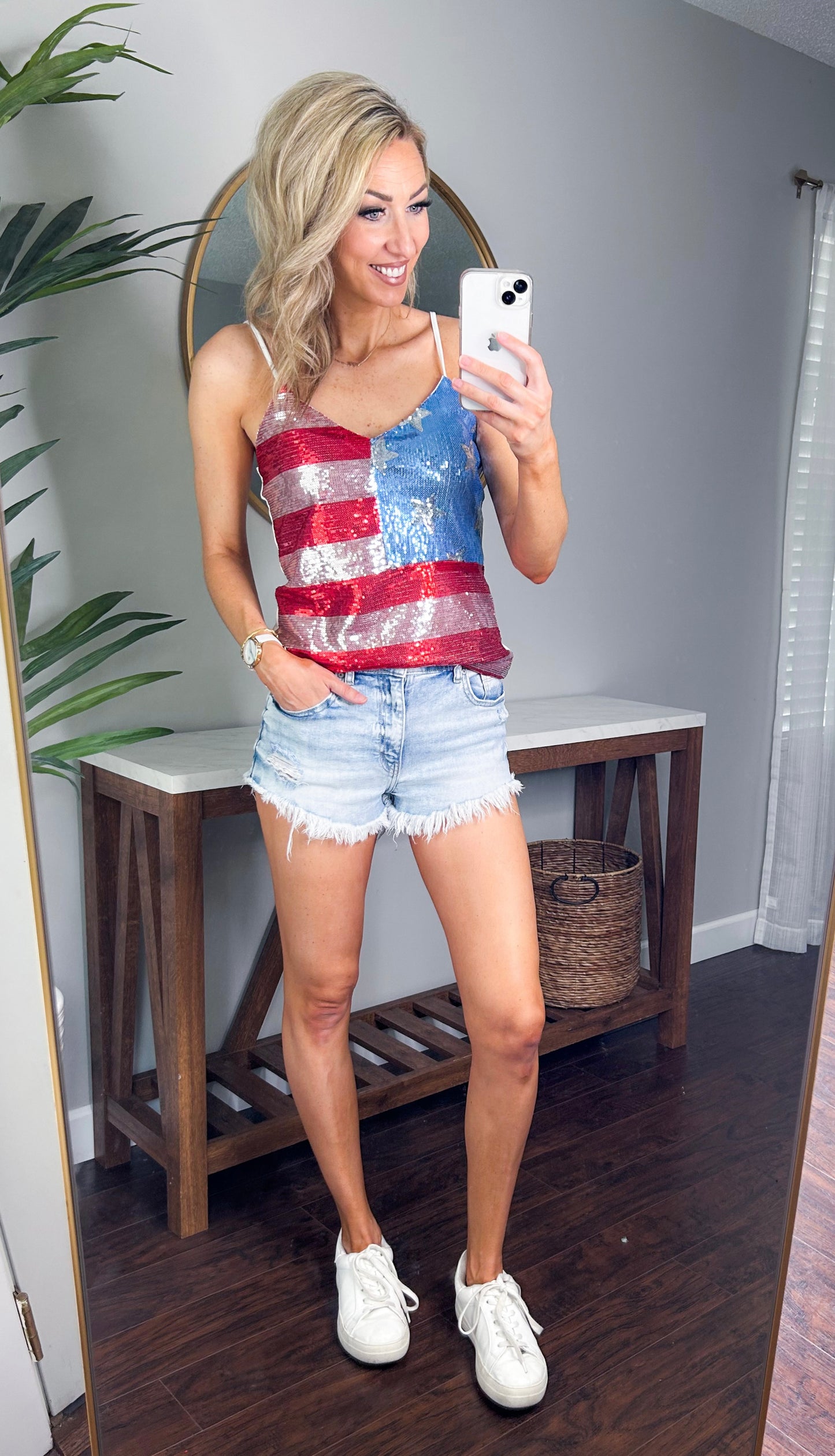 Red White and Boujee Sequin Tank