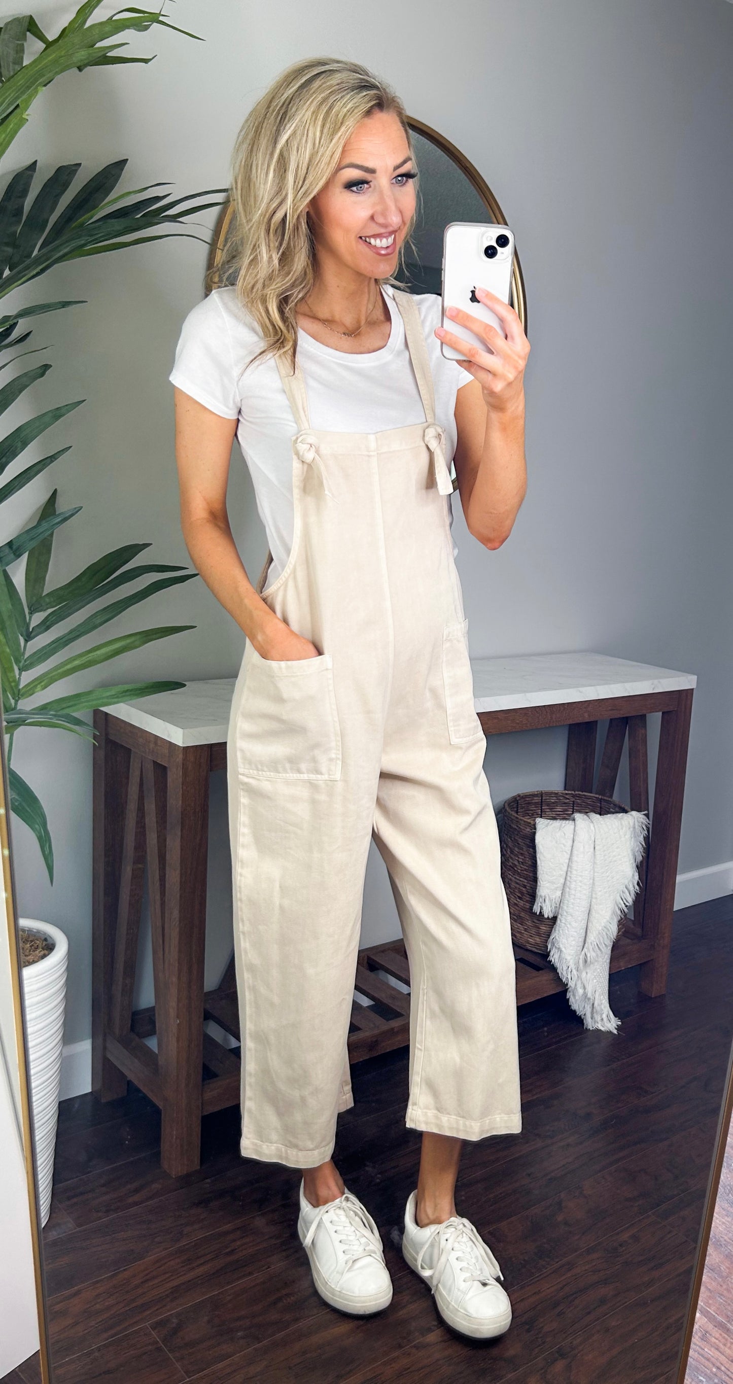 Evy Denim Overalls (Oatmeal)