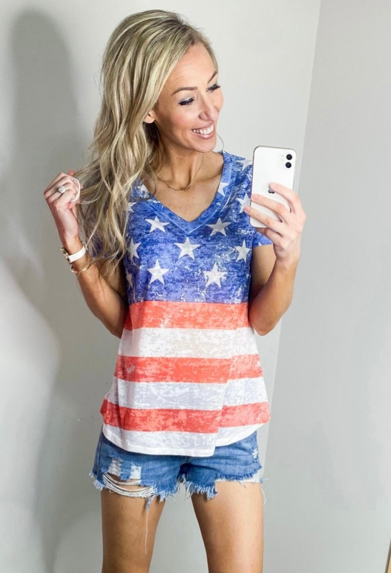 American Flag Burnout Tee