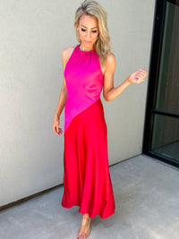 Kavela Color Block Satin Maxi Dress