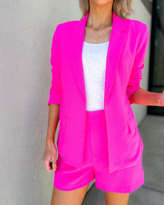 Ella Floral Lined Blazer (Ultra Pink)